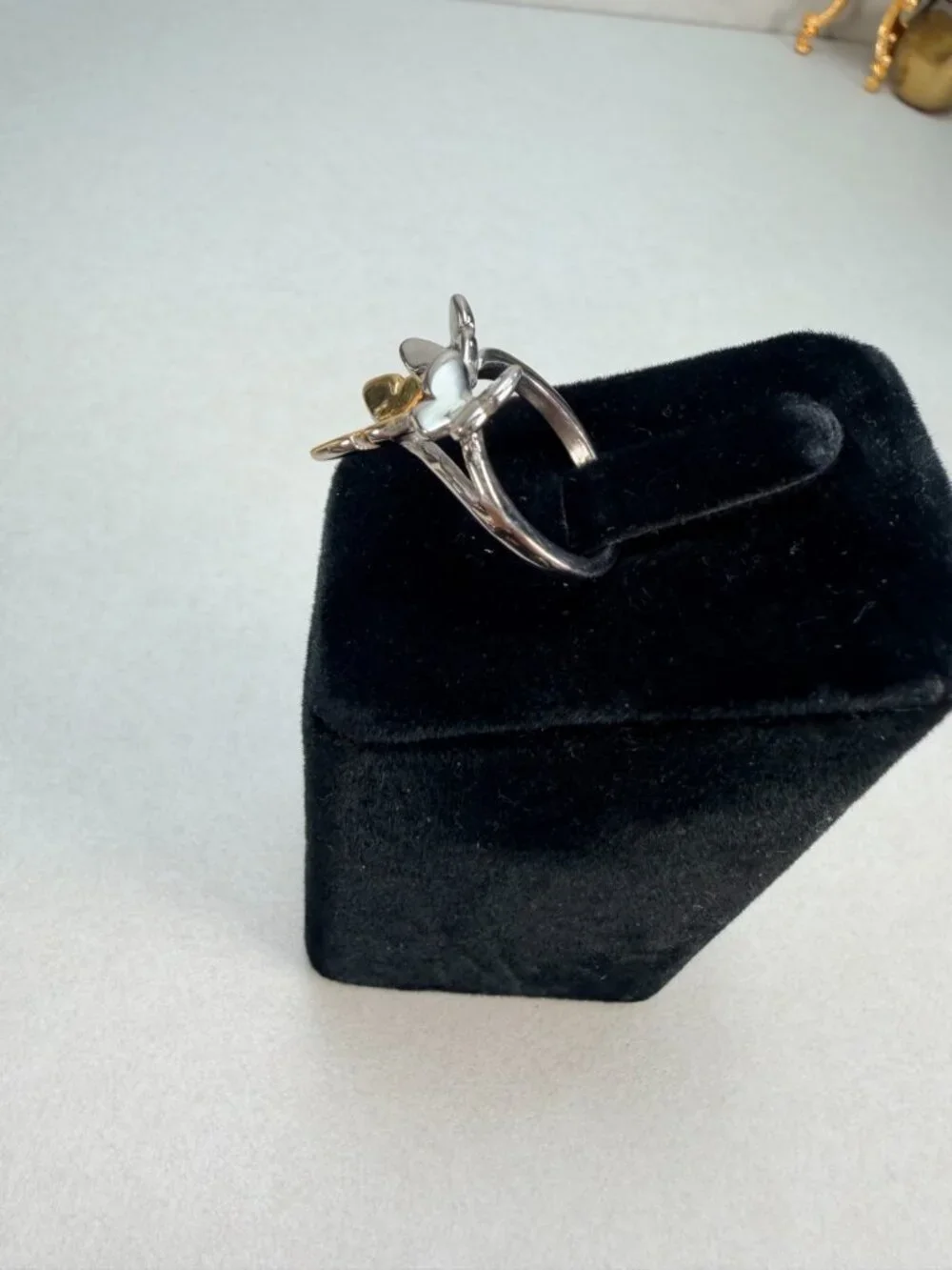 Modern Two Tone Butterfly Ring Silver Gold Tone Nature Statement Jewelry 7.25